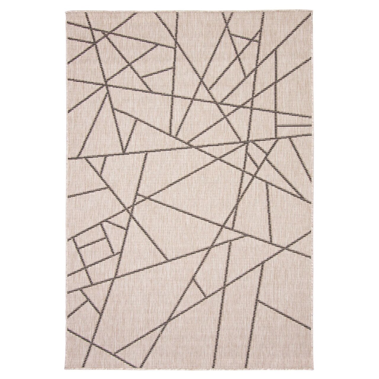 Chaudhary Living 7.75' x 10' Geometric Indoor Outdoor Area Throw Rug - White and Black